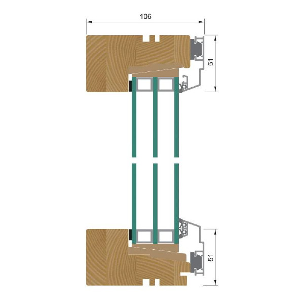 Bleckhall Fast vindu Tre/Alu 3-glass